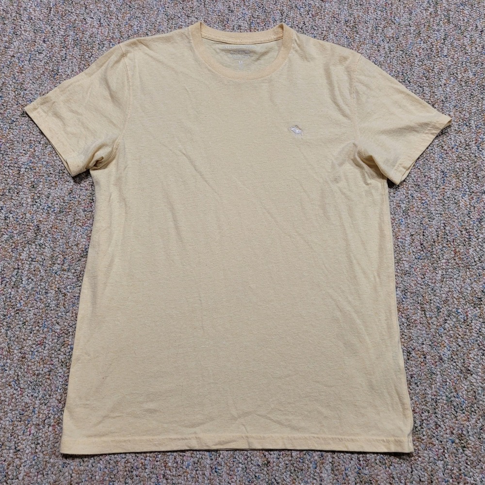 Abercrombie & Fitch Shirt Mens Medium Yellow Heathered Logo Basic Tee Light Soft